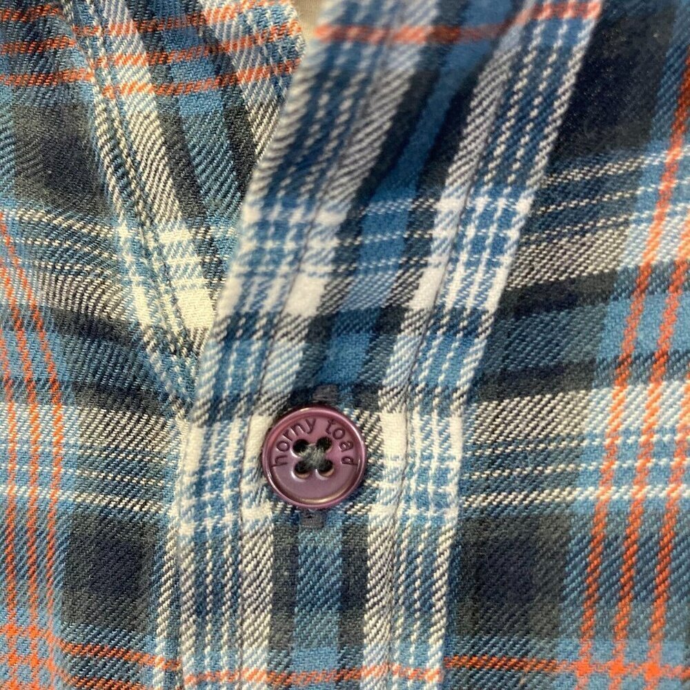 Horny Toad Mixologist Flannel Button Up Shirt Womens Size Medium M Blue Plaid‎ - Picture 7 of 14